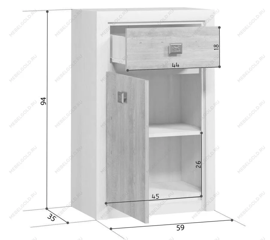 Тумба Коен КОМ1D1S ясень снежный | изображение 1