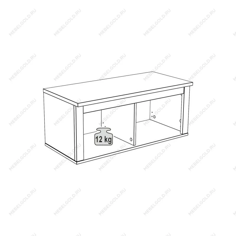 Полка навесная Сага, 2 секции, серая/ясень | изображение 10