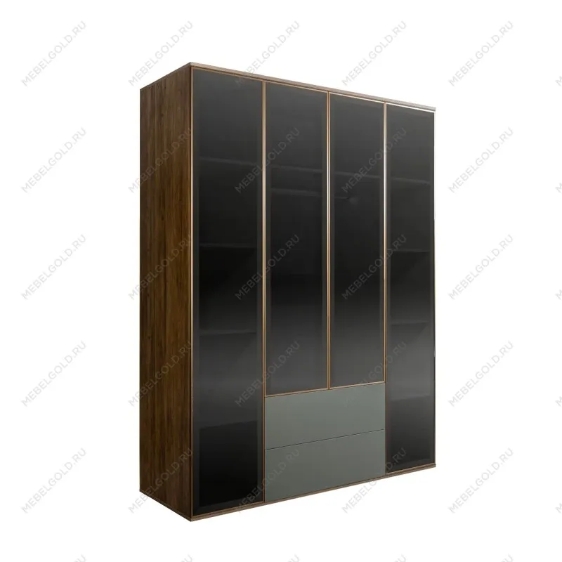 Шкаф 4-х дв. с ящиками Bogemia Woodline Air (Серый/Золото) БМШ2/42(4)