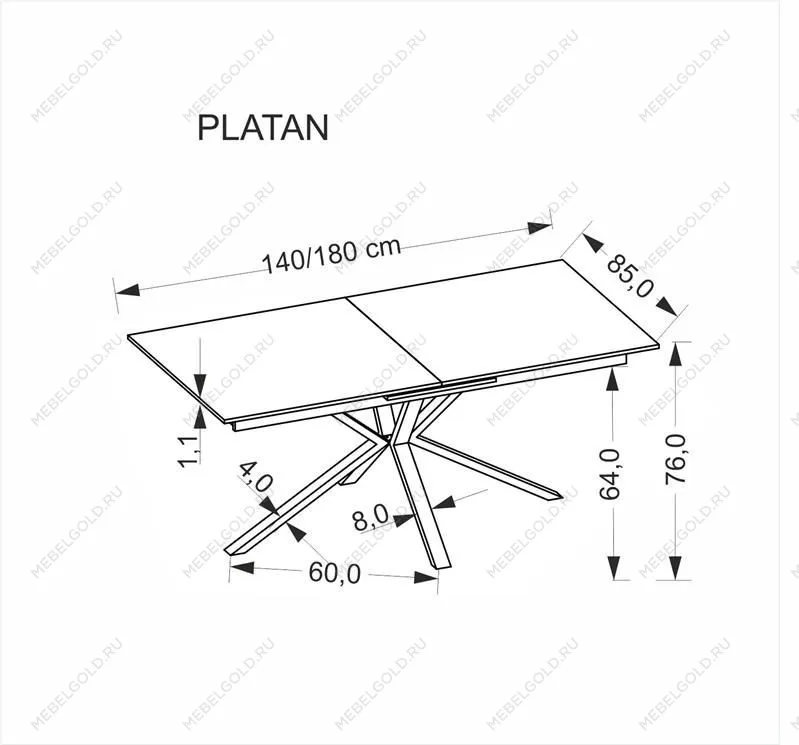 Стол обеденный Halmar PLATAN 140 (белый мрамор/черный) | изображение 15