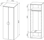 ПИКСИ шкаф распашной с 2 дверьми и полкой 60x57x183, озорной василек | изображение 3