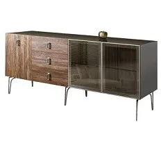 Комод 2.1м Bogemia Wood Fa (Серый) (Lakobel/Хром) БМКМ-5(Wo)[5][10]