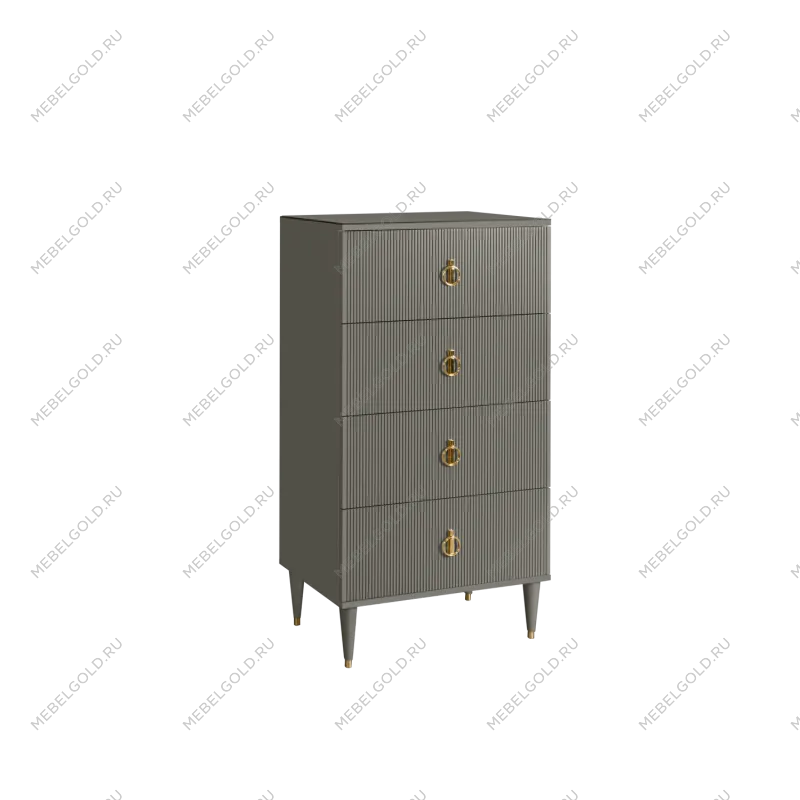 Комод 4 ящика Римини СОЛО (Серый/Золото) РМКМ-6(s)