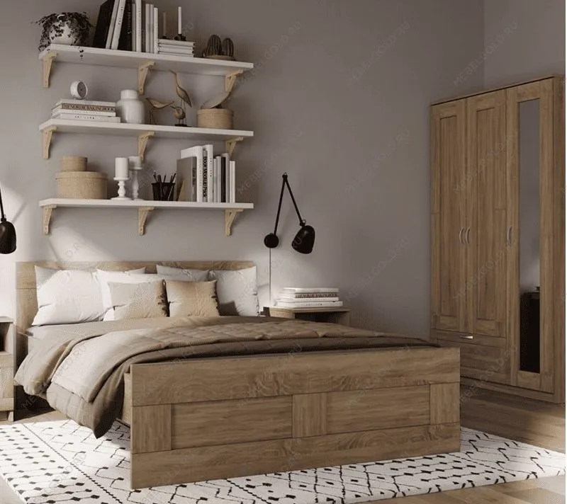 БРИМНЭС / СИРИУС кровать двойная ИКЕА / IKEA 160х200 сонома | изображение 3