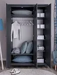 Шкаф распашной Сага, 3 двери, 132х64х215 см, серый | изображение 1