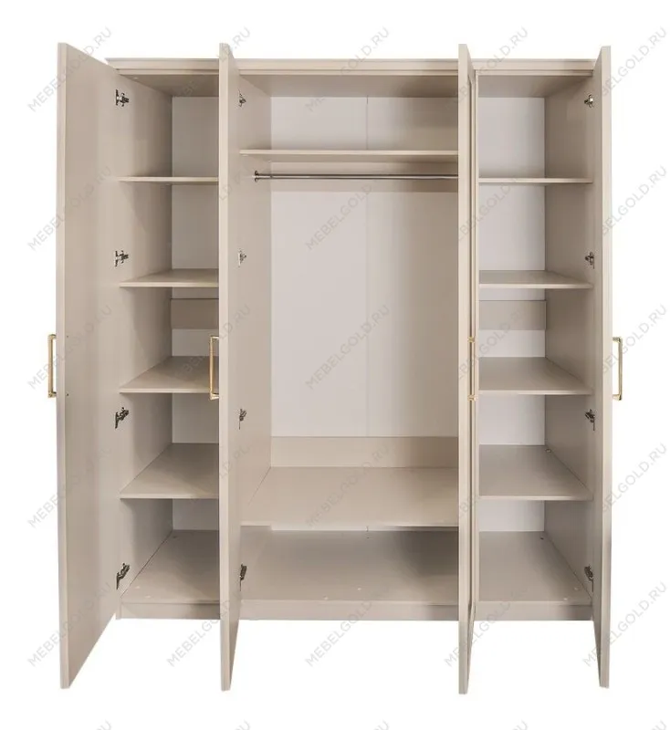Шкаф Мокко 4-дверный с зеркалом бежевый | изображение 2