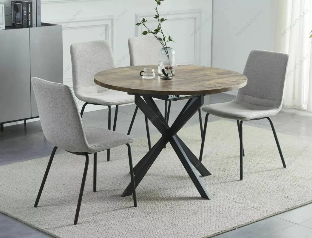 Стол обеденный Signal GASTON 100 раскладной (орех винтажный/черный мат) | изображение 3