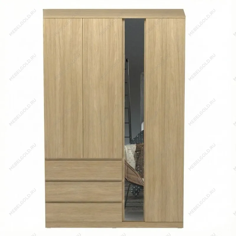 Варма Стор 144 шкаф распашной с зеркалом 222х144х57, дуб скандинавский | изображение 3