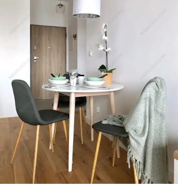 Стол обеденный Signal LARSON 90 (белый/дуб беленый) | изображение 2