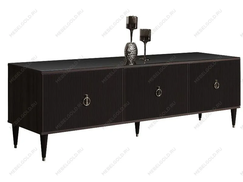 Тумба под телевизор (3 двери) Римини СОЛО (Орех империя/Серебро) РМТ-2(s)