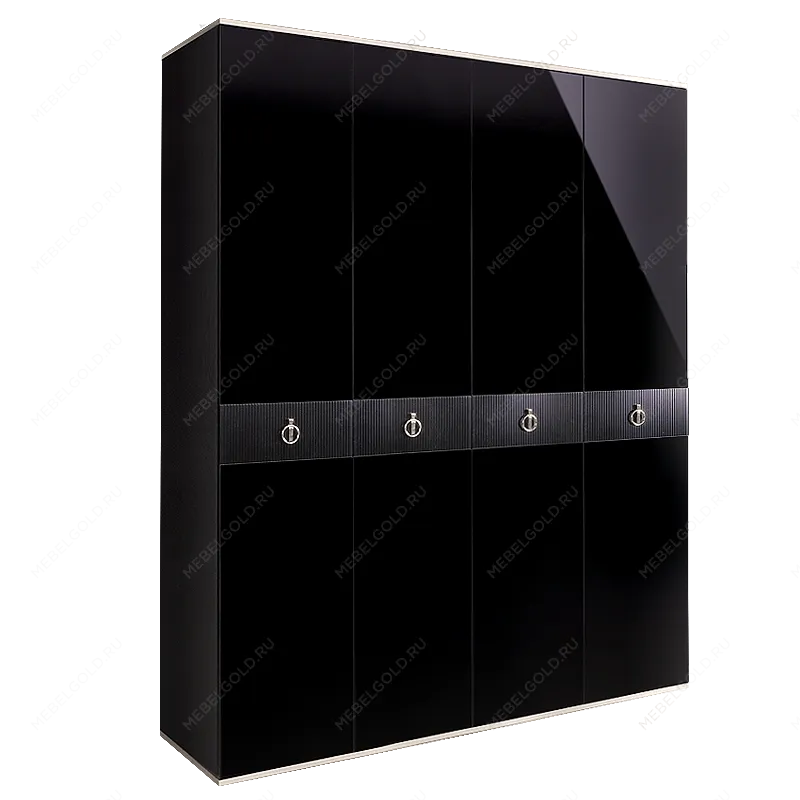 Шкаф 4-х дверный Римини СОЛО (Черный/Серебро) РМШ2/4(s)