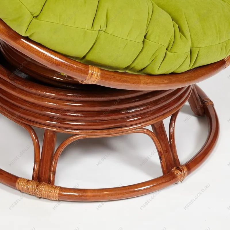 Кресло-качалка Papasan с подушкой Орех, флок олива | изображение 3