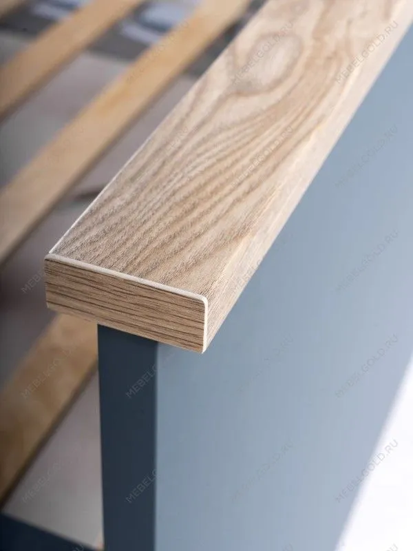 Кровать двуспальная Сага, 160х200 см, темно-бирюзовая/ясень | изображение 4