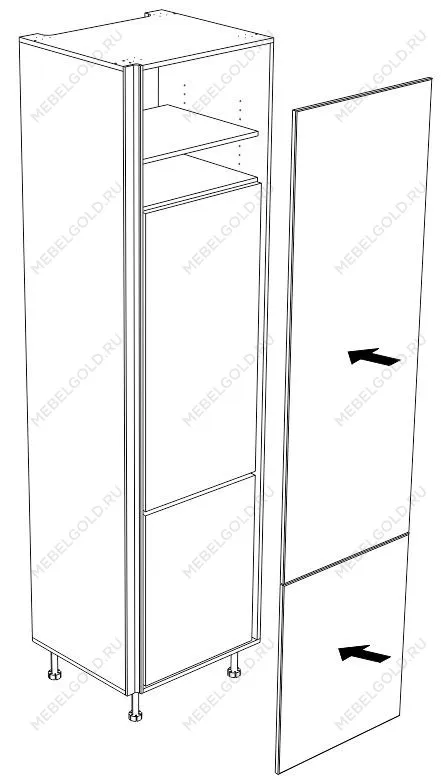 Пенал ПХ, Женева (642*586*2456) Дуб Палермо/Зеленый матовый, 21956 | изображение 1