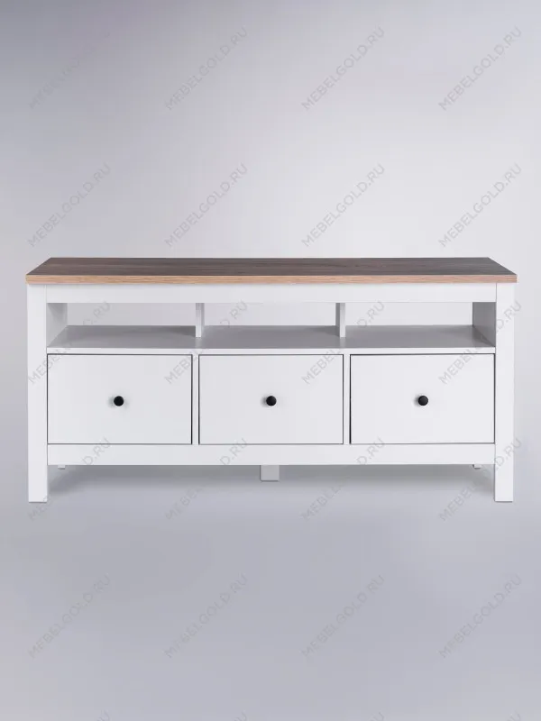 Тумба ТВ Сага, 3 ящика, 131х42х63 см, белая/ясень | изображение 9