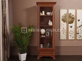 Шкаф с витриной Кентаки REG1W1S каштан - Выставка м. Марьина роща