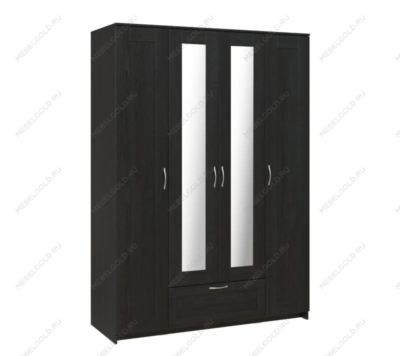 БРИМНЭС / СИРИУС Шкаф четырёхдверный ИКЕА / IKEA с одним выдвижным ящиком и двумя зеркалами, Дуб Венге | изображение 3