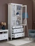 Шкаф с витриной Сага, 90х41х215 см, белый | изображение 2