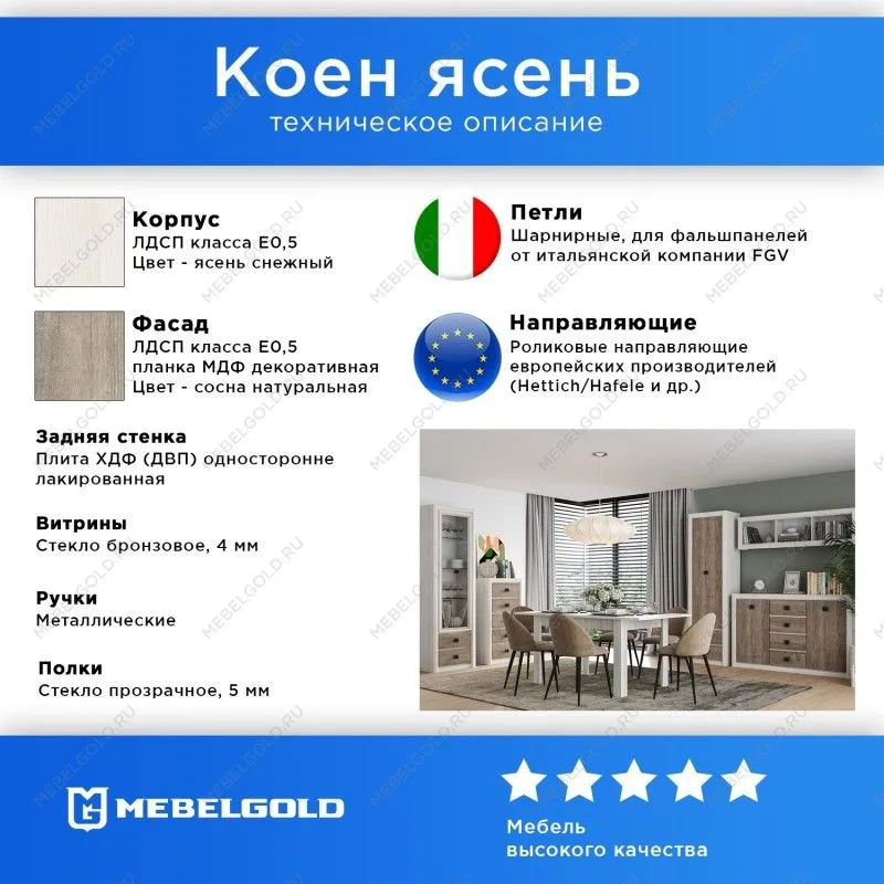 Шкаф Коен REG1D2S ясень снежный | изображение 2