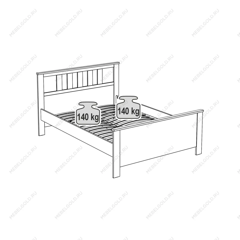 САГА кровать двойная 140х200 серая/ясень | изображение 2