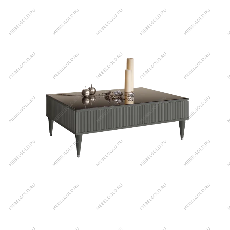 Журнальный столик с ящиком Римини СОЛО (Серый/Серебро) РМСТ-2(s)