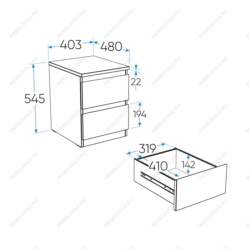 МАЛЬТА тумба ИКЕА / IKEA 2 ящика 40х54 сонома | изображение 3