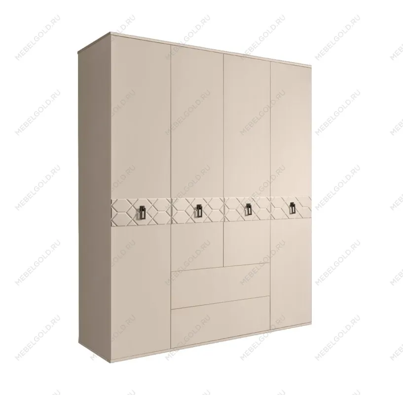 Шкаф 4-х дверный с ящиками, Bogemia Farfalle (Ваниль/Черный) БМШ2/41(Fa)