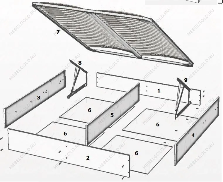 Ящик с подъемным механизмом Замира 160x200 см белый