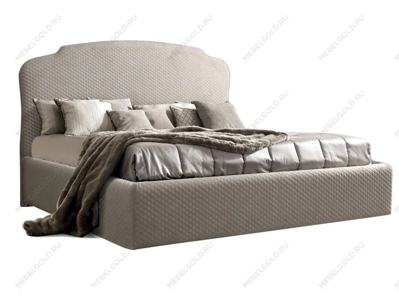 Кровать Римини 1,6 м, с подъемным механизмом (светло-серый), РМКР-2[3], стеганые царги