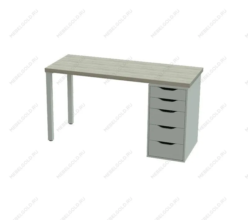 ИНГАР стол письменный ИКЕА / IKEA 1/5Т 120x75x55, дуб беленый/белый | изображение 2