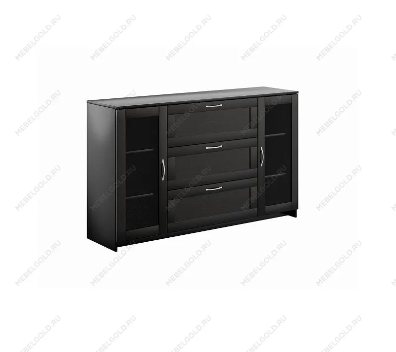 БРИМНЭС / СИРИУС тумба ИКЕА / IKEA 2 двери со стеклом и 3 ящика 156х95 Дуб Венге | изображение 3