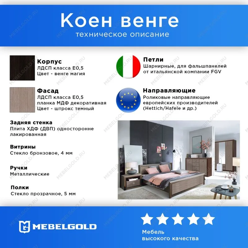 Спальня Коен Венге/Штрокс 1 | изображение 1