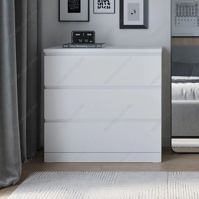 Комод Варма, 3 ящика, 80х78х40 см, эмаль белая | изображение 5
