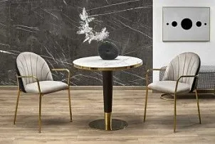 Стол обеденный Halmar MORATA (белый мрамор/черный/золотой)