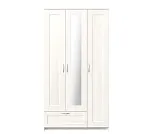 БРИМНЭС / СИРИУС Шкаф трёхдверный ИКЕА / IKEA белый с одним выдвижным ящиком и зеркалом | изображение 1