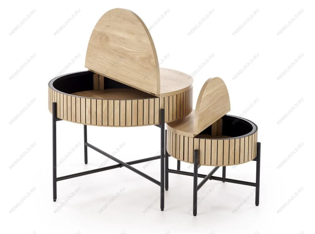 Комплект Halmar DANTE (2 стола журнальных) (натуральный/черный) | изображение 1