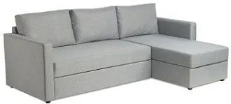 Диван угловой трехместный Вало с коротким подлокотником, серый, рогожка