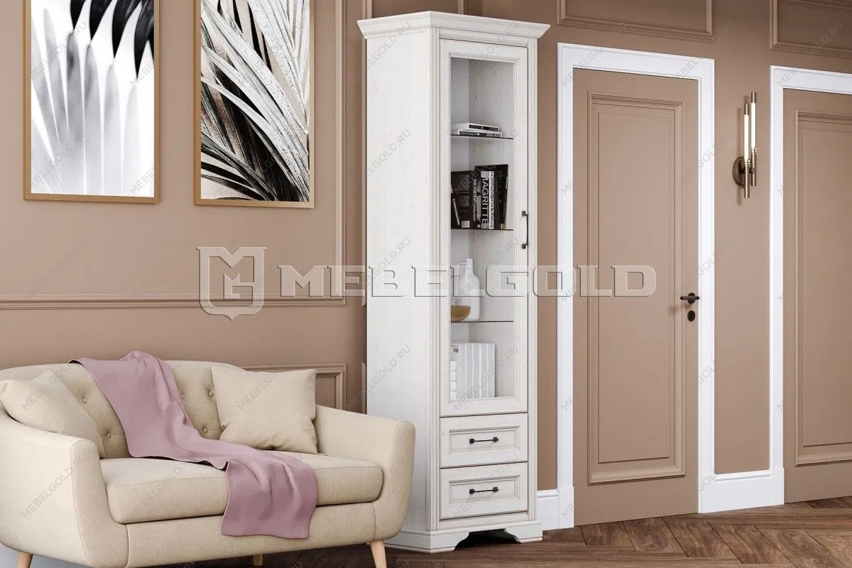 Шкаф-витрина Стилиус REG1W2S с подсветкой (Лиственница сибирская) | изображение 2