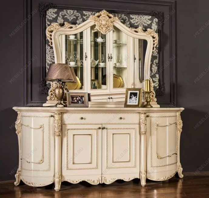 м. Марьина Роща - Комод Джоконда крем глянец с зеркалом (гостиная)