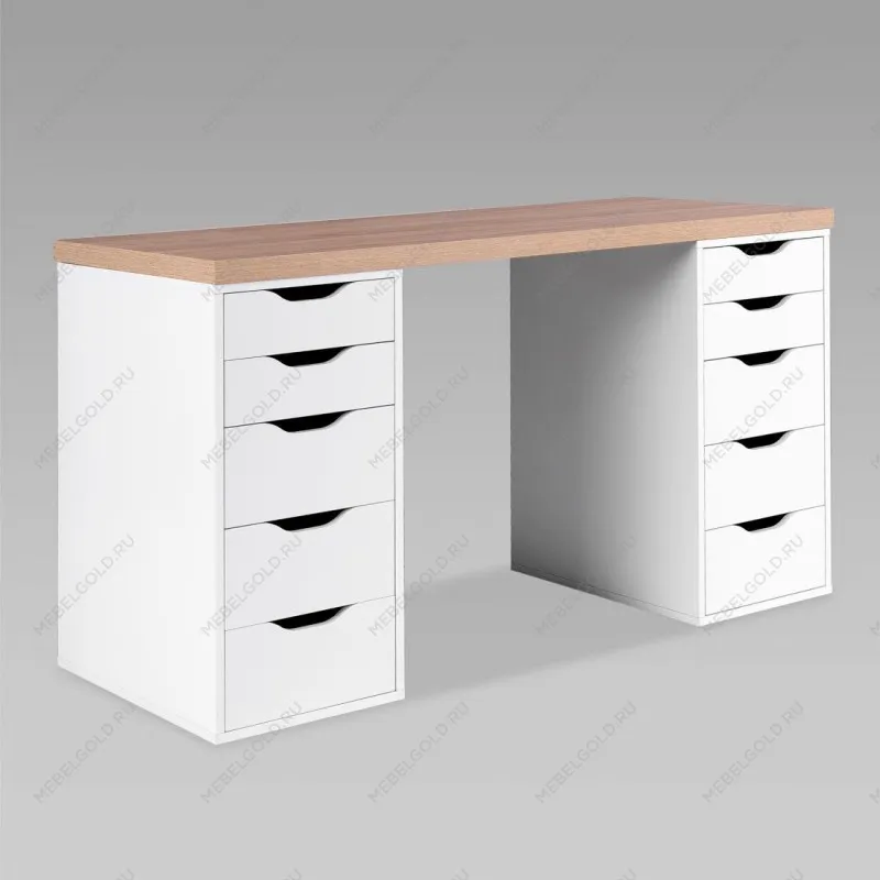 ИНГАР стол письменный ИКЕА / IKEA 2/55 140x75x55, дуб беленый/белый | изображение 1