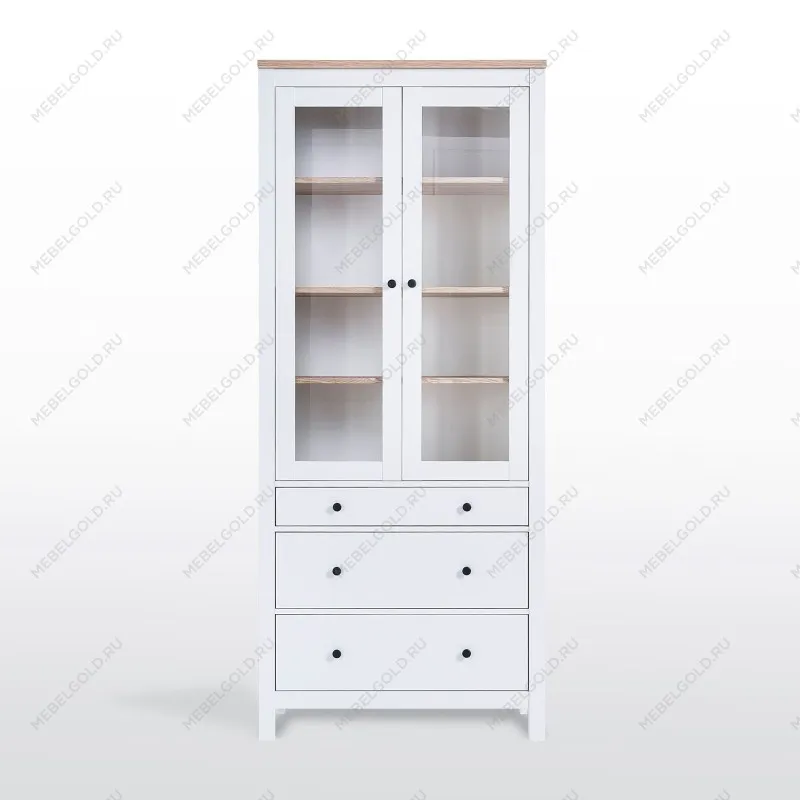 САГА шкаф с витриной 90 белый/ясень | изображение 2