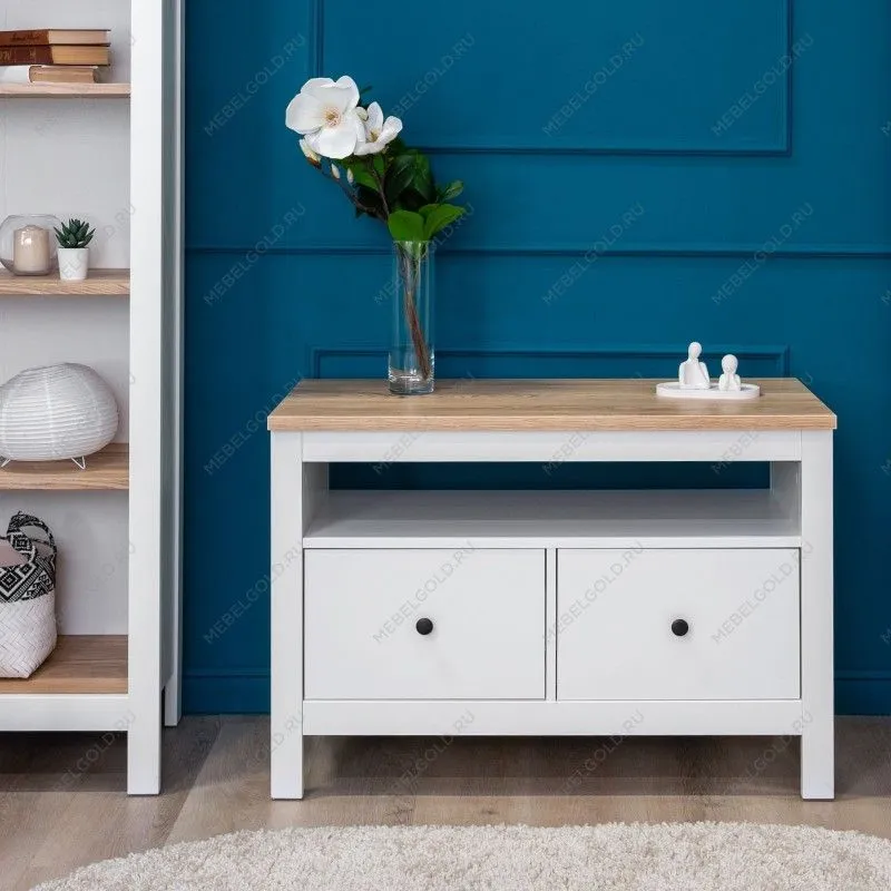 САГА тумба 2 ящика белая/ясень | изображение 5