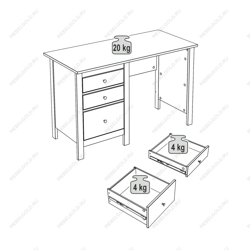 Стол письменный Сага, 120х56, темно-бирюзовый | изображение 14