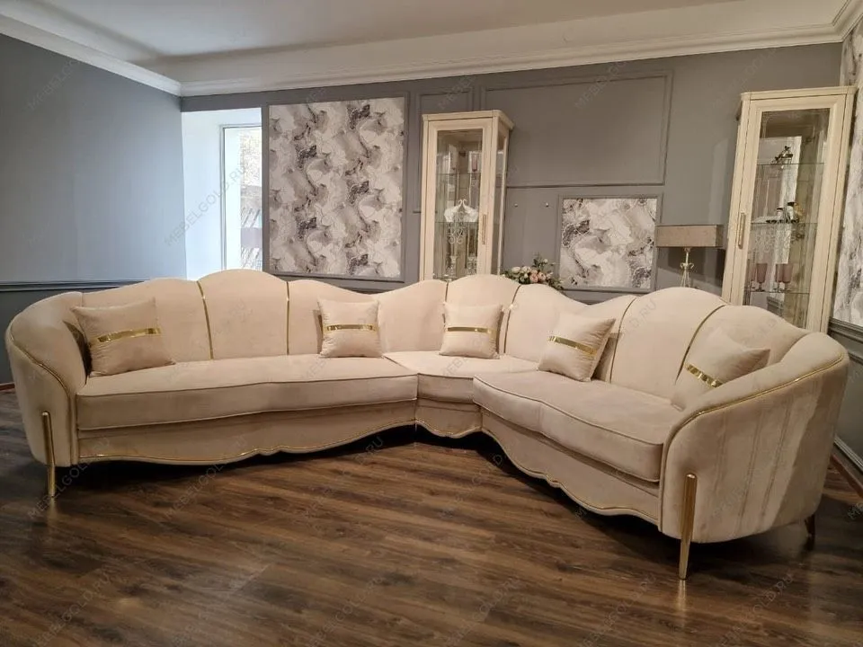 Диван Лара угловой 3-у-2 бежевый золото | изображение 2