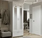 БРИМНЭС / СИРИУС Шкаф двухдверный ИКЕА / IKEA белый с одним выдвижным ящикам и двумя зеркалами | изображение 4