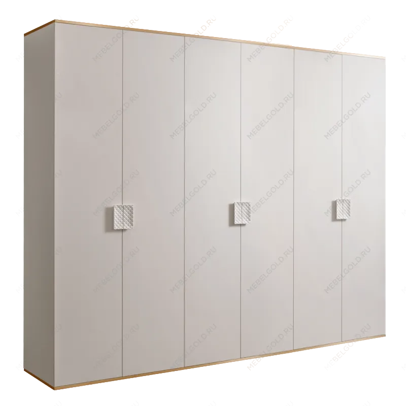 Шкаф 6-ти дв. для платья и белья Диора слоновая кость/золото ДШ2/6