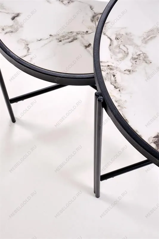 Комплект Halmar FATIMA (2 стола журнальных) (белый мрамор/черный) | изображение 4