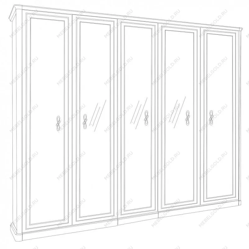 Шкаф Натали 5-дверный белый глянец | изображение 5