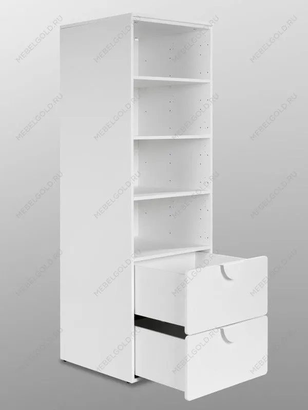 Стеллаж Пикси, с двумя выдвижными ящиками 60x57x180, белый (робкий подснежник) | изображение 15