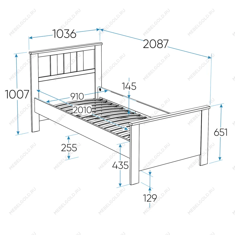 САГА кровать одинарная 90х200 белая | изображение 1